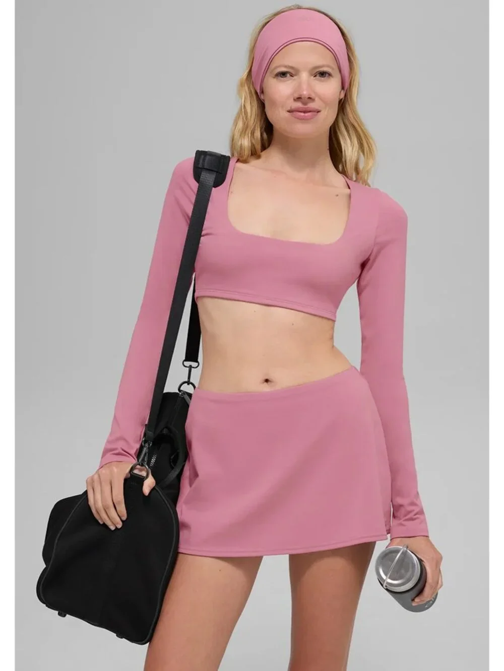 ALO YOGA Pink Wild Rose Nylon SOFTSCULPT PRECISION Stretch Mini Skort Skirt XS